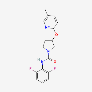 molecular formula C17H17F2N3O2 B2359145 N-(2,6-difluorophenyl)-3-((5-methylpyridin-2-yl)oxy)pyrrolidine-1-carboxamide CAS No. 1903280-78-3