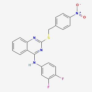 molecular formula C21H14F2N4O2S B2359149 N-(3,4-二氟苯基)-2-[(4-硝基苯基)甲硫基]喹唑啉-4-胺 CAS No. 688356-07-2