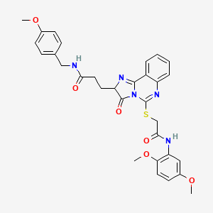 molecular formula C31H31N5O6S B2359151 3-[5-({[(2,5-dimethoxyphenyl)carbamoyl]methyl}sulfanyl)-3-oxo-2H,3H-imidazo[1,2-c]quinazolin-2-yl]-N-[(4-methoxyphenyl)methyl]propanamide CAS No. 1219356-75-8