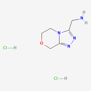 molecular formula C6H12Cl2N4O B2359155 6,8-Dihydro-5H-[1,2,4]triazolo[3,4-c][1,4]oxazin-3-ylmethanamine;dihydrochloride CAS No. 2567504-49-6
