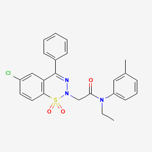 molecular formula C24H22ClN3O3S B2359161 2-(6-chloro-1,1-dioxido-4-phenyl-2H-1,2,3-benzothiadiazin-2-yl)-N-ethyl-N-(3-methylphenyl)acetamide CAS No. 1031555-06-2