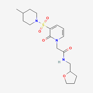 2-[3-[(4-methylpiperidin-1-yl)sulfonyl]-2-oxopyridin-1(2H)-yl]-N-(tetrahydrofuran-2-ylmethyl)acetamide