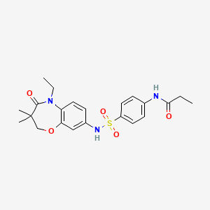 molecular formula C22H27N3O5S B2359163 N-(4-(N-(5-etil-3,3-dimetil-4-oxo-2,3,4,5-tetrahidrobenzo[b][1,4]oxazepin-8-il)sulfamoil)fenil)propionamida CAS No. 922094-27-7