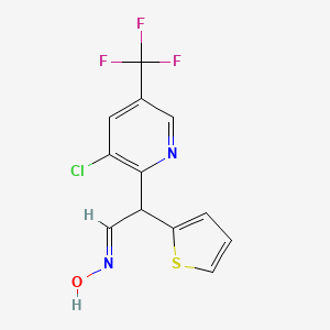 molecular formula C12H8ClF3N2OS B2359174 2-[3-氯-5-(三氟甲基)-2-吡啶基]-2-(2-噻吩基)乙醛肟 CAS No. 338770-64-2