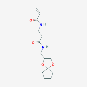 molecular formula C14H22N2O4 B2359182 N-(1,4-Dioxaspiro[4.4]nonan-3-ylmethyl)-3-(prop-2-enoylamino)propanamide CAS No. 2361856-83-7