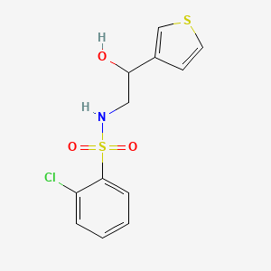 molecular formula C12H12ClNO3S2 B2359189 2-chloro-N-(2-hydroxy-2-(thiophen-3-yl)ethyl)benzenesulfonamide CAS No. 1251547-27-9