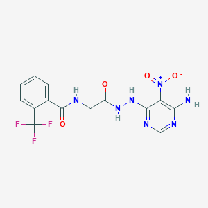 N-(2-(2-(6-amino-5-nitropyrimidin-4-yl)hydrazinyl)-2-oxoethyl)-2-(trifluoromethyl)benzamide