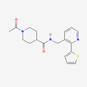 1-acetyl-N-((2-(thiophen-2-yl)pyridin-3-yl)methyl)piperidine-4-carboxamide