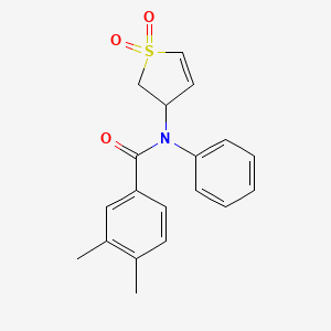 molecular formula C19H19NO3S B2359215 N-(1,1-dioxido-2,3-dihydrothiophen-3-yl)-3,4-dimethyl-N-phenylbenzamide CAS No. 852438-76-7
