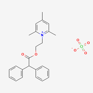 molecular formula C24H26ClNO6 B2359217 1-{2-[(2,2-Diphenylacetyl)oxy]ethyl}-2,4,6-trimethylpyridin-1-ium perchlorate CAS No. 145998-31-8