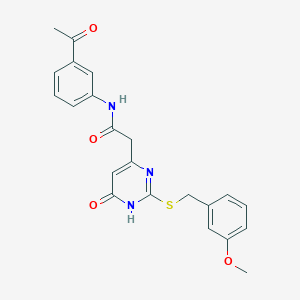 molecular formula C22H21N3O4S B2359219 N-(3-acetylphenyl)-2-(2-((3-methoxybenzyl)thio)-6-oxo-1,6-dihydropyrimidin-4-yl)acetamide CAS No. 1105211-63-9