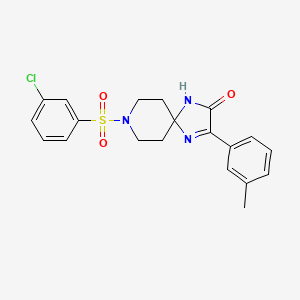 molecular formula C20H20ClN3O3S B2359221 8-((3-Chlorophenyl)sulfonyl)-3-(m-tolyl)-1,4,8-triazaspiro[4.5]dec-3-en-2-one CAS No. 1216563-19-7