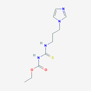 molecular formula C10H16N4O2S B2359222 ethyl N-(3-imidazol-1-ylpropylcarbamothioyl)carbamate CAS No. 883023-83-4