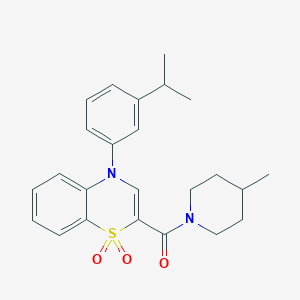 molecular formula C24H28N2O3S B2359226 (4-(3-异丙基苯基)-1,1-二氧化-4H-苯并[b][1,4]噻嗪-2-基)(4-甲基哌啶-1-基)甲酮 CAS No. 1029775-80-1
