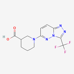 molecular formula C12H12F3N5O2 B2359229 1-(3-(三氟甲基)-[1,2,4]三唑并[4,3-b]哒嗪-6-基)哌啶-3-羧酸 CAS No. 1144436-95-2