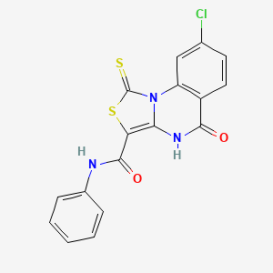 molecular formula C17H10ClN3O2S2 B2359238 8-chloro-5-oxo-N-phenyl-1-thioxo-4,5-dihydro-1H-thiazolo[3,4-a]quinazoline-3-carboxamide CAS No. 1111009-78-9