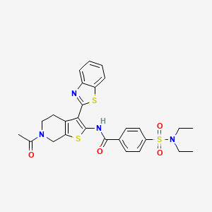 molecular formula C27H28N4O4S3 B2359245 N-(6-acetyl-3-(benzo[d]thiazol-2-yl)-4,5,6,7-tetrahydrothieno[2,3-c]pyridin-2-yl)-4-(N,N-diethylsulfamoyl)benzamide CAS No. 449770-17-6