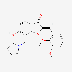 (Z)-2-(2,3-dimethoxybenzylidene)-6-hydroxy-4-methyl-7-(pyrrolidin-1-ylmethyl)benzofuran-3(2H)-one