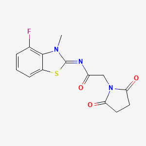 (Z)-2-(2,5-dioxopyrrolidin-1-yl)-N-(4-fluoro-3-methylbenzo[d]thiazol-2(3H)-ylidene)acetamide