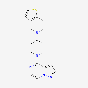 B2359252 5-[1-(2-Methylpyrazolo[1,5-a]pyrazin-4-yl)piperidin-4-yl]-6,7-dihydro-4H-thieno[3,2-c]pyridine CAS No. 2379995-79-4