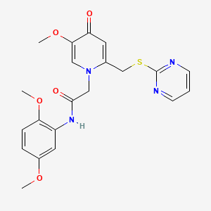 molecular formula C21H22N4O5S B2359255 N-(2,5-dimethoxyphenyl)-2-(5-methoxy-4-oxo-2-((pyrimidin-2-ylthio)methyl)pyridin-1(4H)-yl)acetamide CAS No. 1005292-14-7
