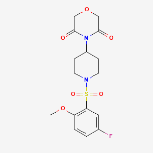 molecular formula C16H19FN2O6S B2359259 4-(1-((5-Fluoro-2-methoxyphenyl)sulfonyl)piperidin-4-yl)morpholine-3,5-dione CAS No. 2034367-60-5