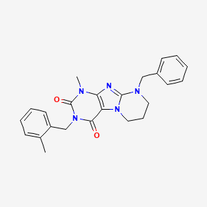 molecular formula C24H25N5O2 B2359262 9-benzyl-1-methyl-3-[(2-methylphenyl)methyl]-7,8-dihydro-6H-purino[7,8-a]pyrimidine-2,4-dione CAS No. 862208-66-0