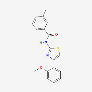 molecular formula C18H16N2O2S B2359265 N-[4-(2-甲氧基苯基)-1,3-噻唑-2-基]-3-甲基苯甲酰胺 CAS No. 313241-87-1