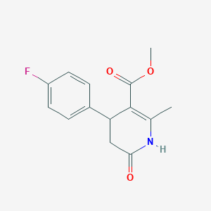molecular formula C14H14FNO3 B2359273 Methyl 4-(4-fluorophenyl)-2-methyl-6-oxo-1,4,5,6-tetrahydro-3-pyridinecarboxylate CAS No. 299207-90-2