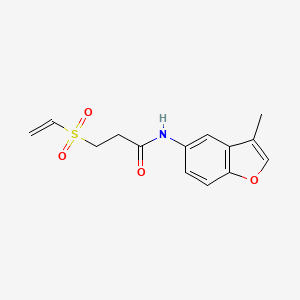 molecular formula C14H15NO4S B2359274 3-Ethenylsulfonyl-N-(3-methyl-1-benzofuran-5-yl)propanamide CAS No. 2224314-83-2