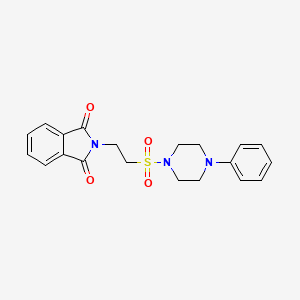 molecular formula C20H21N3O4S B2359281 2-(2-((4-Phenylpiperazin-1-yl)sulfonyl)ethyl)isoindoline-1,3-dione CAS No. 919854-33-4
