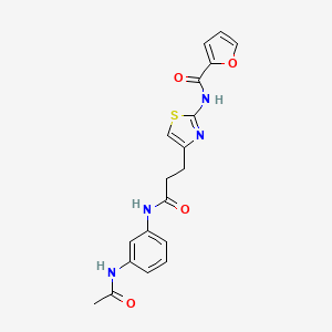 molecular formula C19H18N4O4S B2359303 N-(4-(3-((3-acetamidophenyl)amino)-3-oxopropyl)thiazol-2-yl)furan-2-carboxamide CAS No. 1021256-60-9