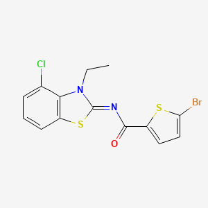 molecular formula C14H10BrClN2OS2 B2359306 (E)-5-溴-N-(4-氯-3-乙基苯并[d]噻唑-2(3H)-亚甲基)噻吩-2-甲酰胺 CAS No. 865545-54-6