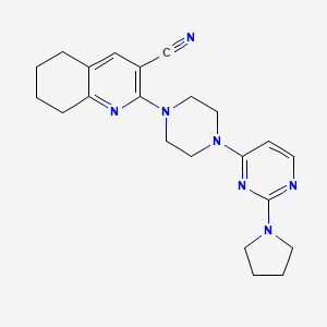 molecular formula C22H27N7 B2359307 2-[4-(2-Pyrrolidin-1-ylpyrimidin-4-yl)piperazin-1-yl]-5,6,7,8-tetrahydroquinoline-3-carbonitrile CAS No. 2415521-19-4