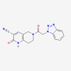 molecular formula C17H14N6O2 B2359309 6-(2-(1H-benzo[d][1,2,3]triazol-1-yl)acetyl)-2-oxo-1,2,5,6,7,8-hexahydro-1,6-naphthyridine-3-carbonitrile CAS No. 2034426-58-7