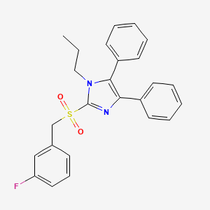 molecular formula C25H23FN2O2S B2359310 4,5-二苯基-1-丙基-1H-咪唑-2-基 3-氟苄基砜 CAS No. 338957-04-3