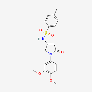 molecular formula C19H22N2O5S B2359318 N-(1-(3,4-dimethoxyphenyl)-5-oxopyrrolidin-3-yl)-4-methylbenzenesulfonamide CAS No. 896317-23-0