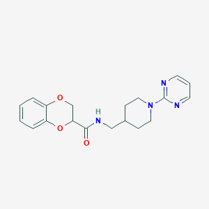 molecular formula C19H22N4O3 B2359319 N-((1-(pyrimidin-2-yl)piperidin-4-yl)methyl)-2,3-dihydrobenzo[b][1,4]dioxine-2-carboxamide CAS No. 1235637-68-9