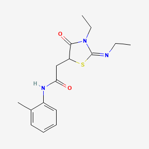 2-[(2E)-3-ethyl-2-(ethylimino)-4-oxo-1,3-thiazolidin-5-yl]-N-(2-methylphenyl)acetamide