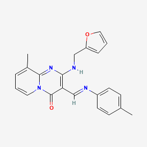 molecular formula C22H20N4O2 B2359323 (E)-2-((呋喃-2-基甲基)氨基)-9-甲基-3-((对甲苯亚氨基)甲基)-4H-吡啶并[1,2-a]嘧啶-4-酮 CAS No. 392321-58-3