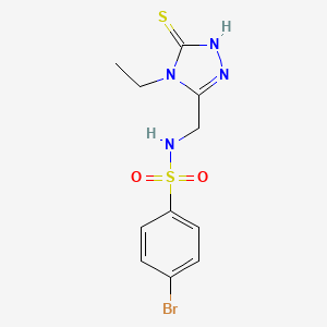 molecular formula C11H13BrN4O2S2 B2359324 4-溴-N-[(4-乙基-5-硫代-4H-1,2,4-三唑-3-基)甲基]苯磺酰胺 CAS No. 338954-10-2