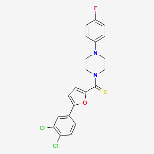 molecular formula C21H17Cl2FN2OS B2359327 (5-(3,4-Dichlorophenyl)furan-2-yl)(4-(4-fluorophenyl)piperazin-1-yl)methanethione CAS No. 941874-61-9