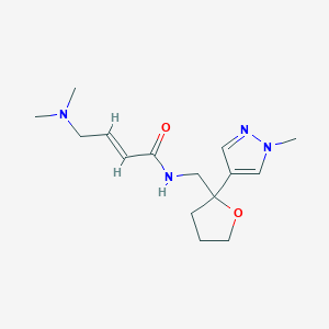 molecular formula C15H24N4O2 B2359330 (E)-4-(Dimethylamino)-N-[[2-(1-methylpyrazol-4-yl)oxolan-2-yl]methyl]but-2-enamide CAS No. 2411338-57-1