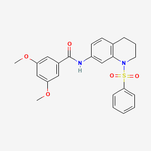 molecular formula C24H24N2O5S B2359343 3,5-二甲氧基-N-(1-(苯磺酰基)-1,2,3,4-四氢喹啉-7-基)苯甲酰胺 CAS No. 1005301-26-7