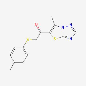 molecular formula C14H13N3OS2 B2359345 2-[(4-Methylphenyl)sulfanyl]-1-(6-methyl[1,3]thiazolo[3,2-b][1,2,4]triazol-5-yl)-1-ethanone CAS No. 866136-63-2