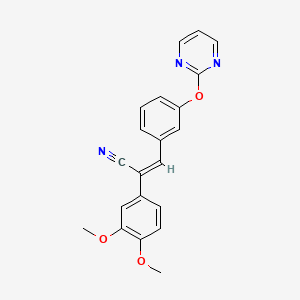 molecular formula C21H17N3O3 B2359350 (Z)-2-(3,4-二甲氧基苯基)-3-(3-嘧啶-2-基氧基苯基)丙-2-烯腈 CAS No. 861210-15-3