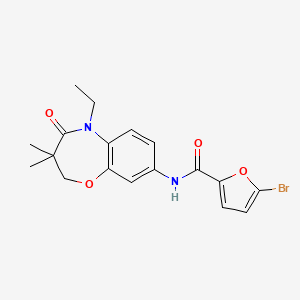 molecular formula C18H19BrN2O4 B2359353 5-bromo-N-(5-ethyl-3,3-dimethyl-4-oxo-2,3,4,5-tetrahydrobenzo[b][1,4]oxazepin-8-yl)furan-2-carboxamide CAS No. 921562-77-8