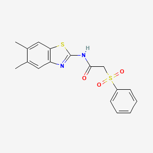 molecular formula C17H16N2O3S2 B2359363 2-(benzenesulfonyl)-N-(5,6-dimethyl-1,3-benzothiazol-2-yl)acetamide CAS No. 898372-24-2