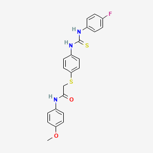 molecular formula C22H20FN3O2S2 B2359369 2-[(4-{[(4-fluoroanilino)carbothioyl]amino}phenyl)sulfanyl]-N-(4-methoxyphenyl)acetamide CAS No. 763127-10-2