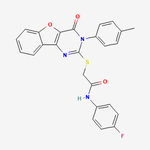 molecular formula C25H18FN3O3S B2359370 N-(4-fluorophenyl)-2-[[3-(4-methylphenyl)-4-oxo-[1]benzofuro[3,2-d]pyrimidin-2-yl]sulfanyl]acetamide CAS No. 872208-09-8